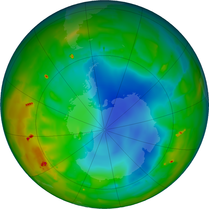 Antarctic ozone map for 28 July 2011